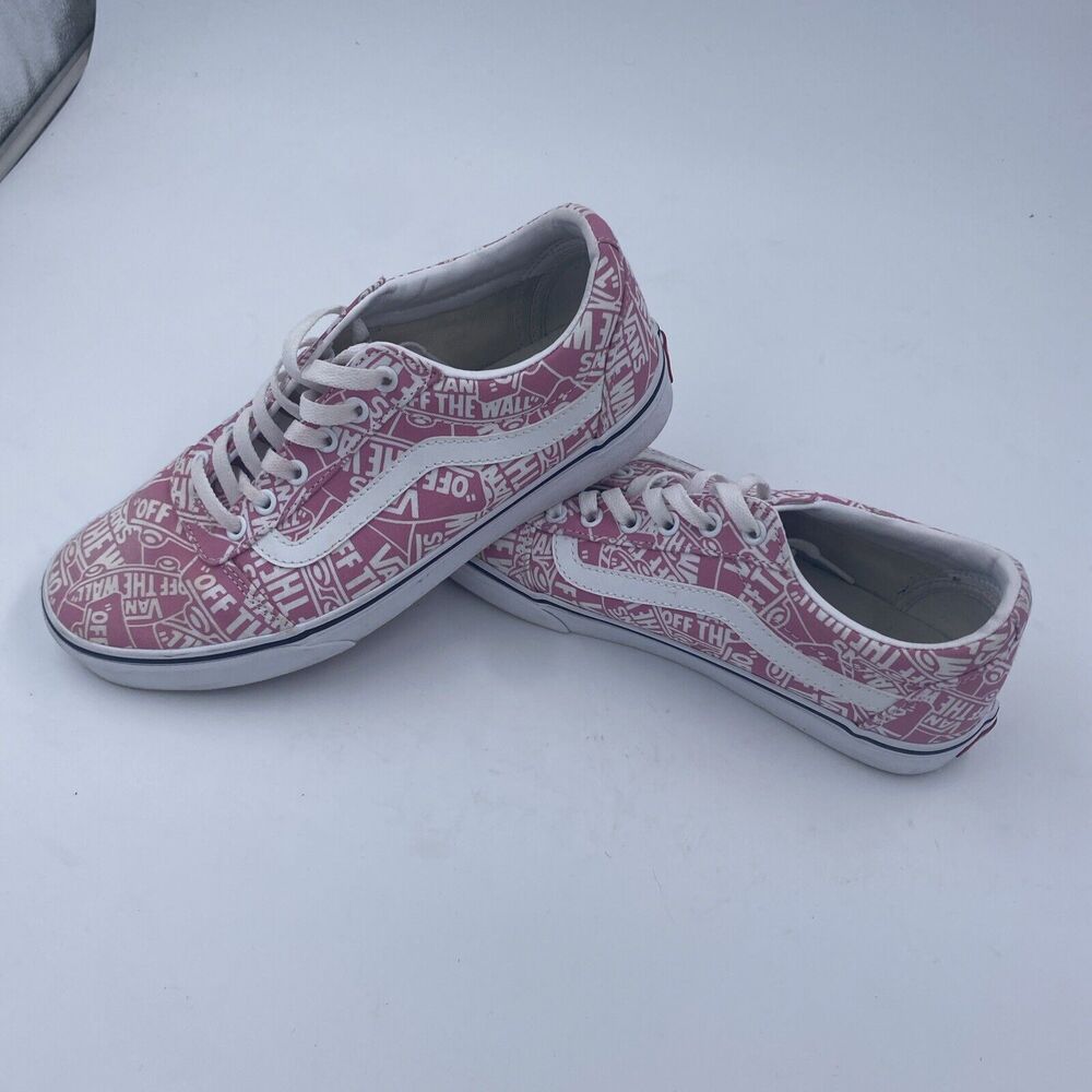Vans Off the Wall Pink All Over Logo Low top Shoes. Womens Size 10